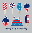 sweet cupcakes cake ice cream for 4th of july usa vector image