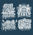 hawaiian tropical beaches sticker monochrome vector image vector image