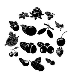 Berries icons set simple style Royalty Free Vector Image