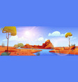river flowing in desert landscape oasis hot sand vector image