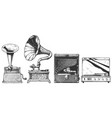 vintage phonograph and gramophone set vector image vector image