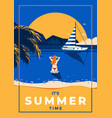 retro summer background flat design time 6 vector image vector image