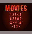 red letters with bulbs inside in cinema vector image