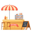 hot dog stand cartoon street food booth vector image vector image