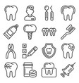 dental icons set on white background line style vector image