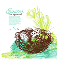 vintage easter background with hand drawn sketch vector image vector image