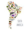 south america flora and fauna map flat elements vector image