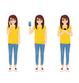woman in jeans with phone vector image vector image