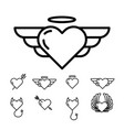 design with heart halo wings and horns template vector image