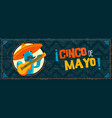 happy cinco de mayo cactus mariachi web banner vector image