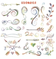 doodle decor elements setcolored crayon vector image