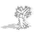 drawing of a leafy tree with face vector image vector image