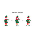 funny christmas elves in protective face masks vector image