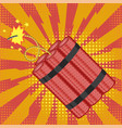 bomb icon on red halftone background detonate vector image