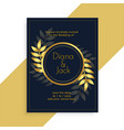 premium golden leaves wedding card design vector image