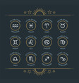 zodiac icon collection sacred symbols set vector image