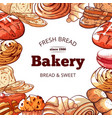 bakery products fresh and tasty bread background vector image vector image