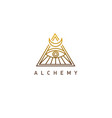 linear logo pyramid with an isothermal eye alchemy vector image