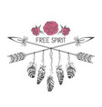 hand drawn boho style design with rose flower vector image