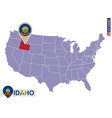 idaho state on usa map flag vector image