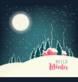 winter night landscape with snow-covered village vector image vector image