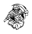 grim reaper use big hood and hold scythe vector image vector image