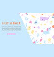 baby boy shower blue banner vector image vector image