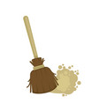 old wooden broomstick that sweeps up dust from vector image