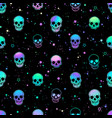 seamless pattern with bright skulls on a black vector image