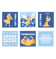 cartoon style freedom inscriptions cards vector image vector image