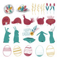 happy easter collection with funny elements vector image
