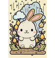 cute happy easter bunny floral vector image vector image