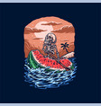 skeleton ride watermelons summer beach t shirt gr vector image vector image