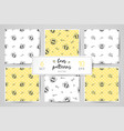 bees seamless patterns set vector image