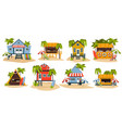 bungalow on beach set tropical island house vector image vector image