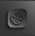 globe icon - black app button vector image vector image