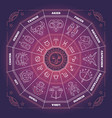 zodiac circle with horoscope signs thin line vector image