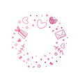 decorative circle with gifts heart stars mails vector image