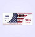 gift voucher american flag background vector image vector image