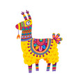 funny peruvian llama alpaca kids cartoon character vector image