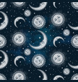 seamless pattern with moon sun and stars vector image
