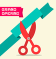 grand opening retro flat design with scissor vector image