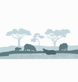 black silhouette hippopotamus family vector image vector image