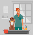 dog brushing in salon vector image vector image