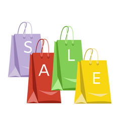 sale poster with colorful paper shopping bags vector image
