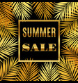 summer sale background with gold palms vector image