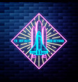 vintage space emblem glowing neon sign vector image vector image