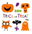 fun halloween with pumpkin owl bat ghost vector image