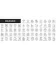 insurance web icons set in thin line design vector image vector image