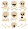 skull and cross bones set vector image vector image
